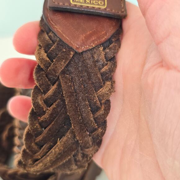 Vintage Braided Genuine Leather Belt Women\'s 36 Brown Soft Suede Reverse Western main image 8